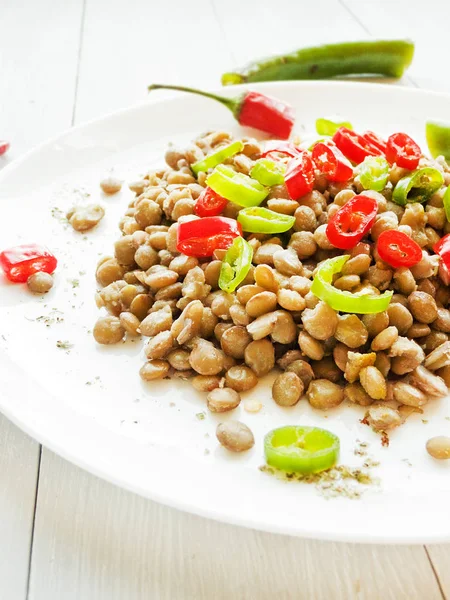 Lentils with pepper — Stock Photo, Image