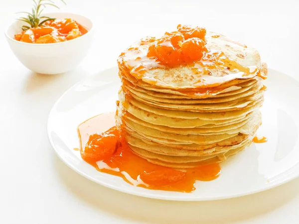 Pancakes with jam — Stock Photo, Image