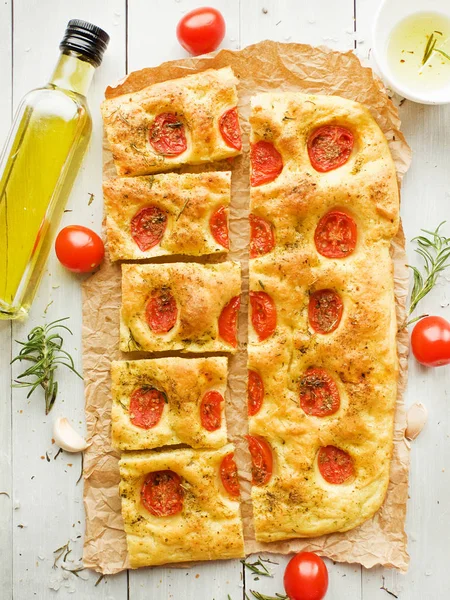 Focaccia tradizionale italiana — Foto Stock