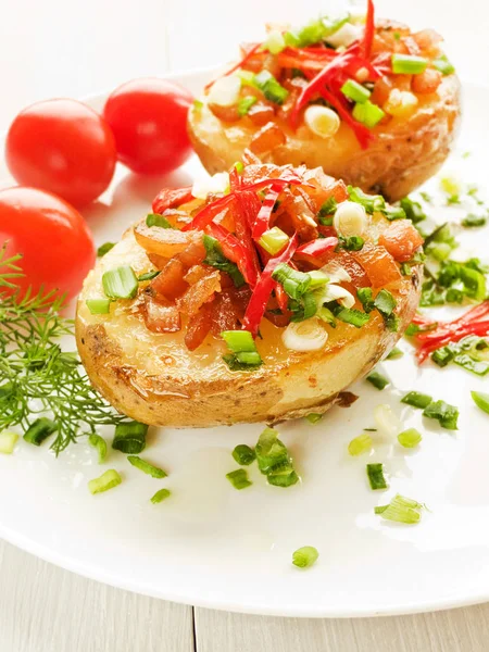 Stuffed potato halfs — Stock Photo, Image