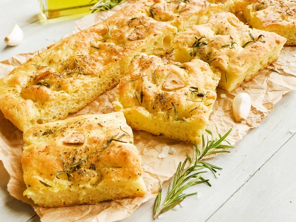 Tradycyjny włoski Focaccia — Zdjęcie stockowe