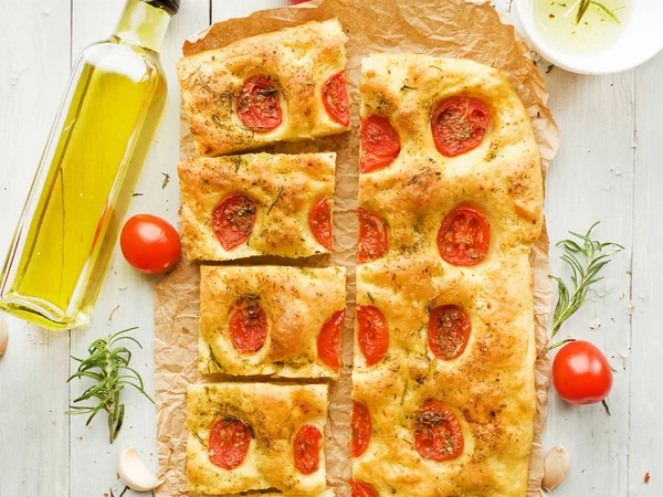 Focaccia tradicional italiana — Fotografia de Stock