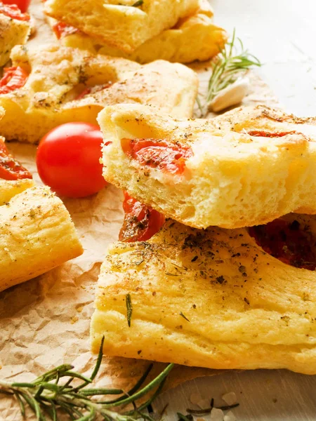 Traditionele Italiaanse Focaccia — Stockfoto