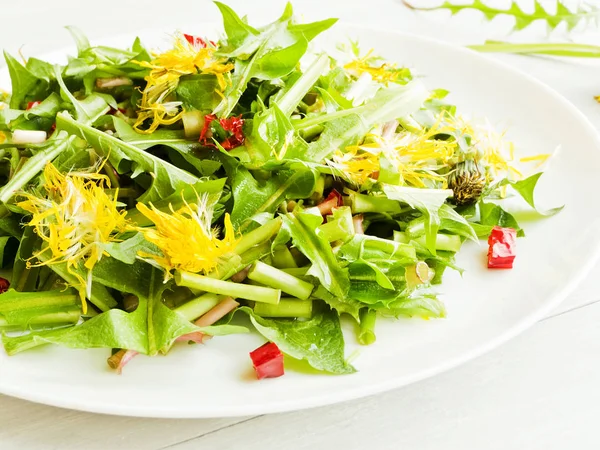 Färsk maskros sallad — Stockfoto