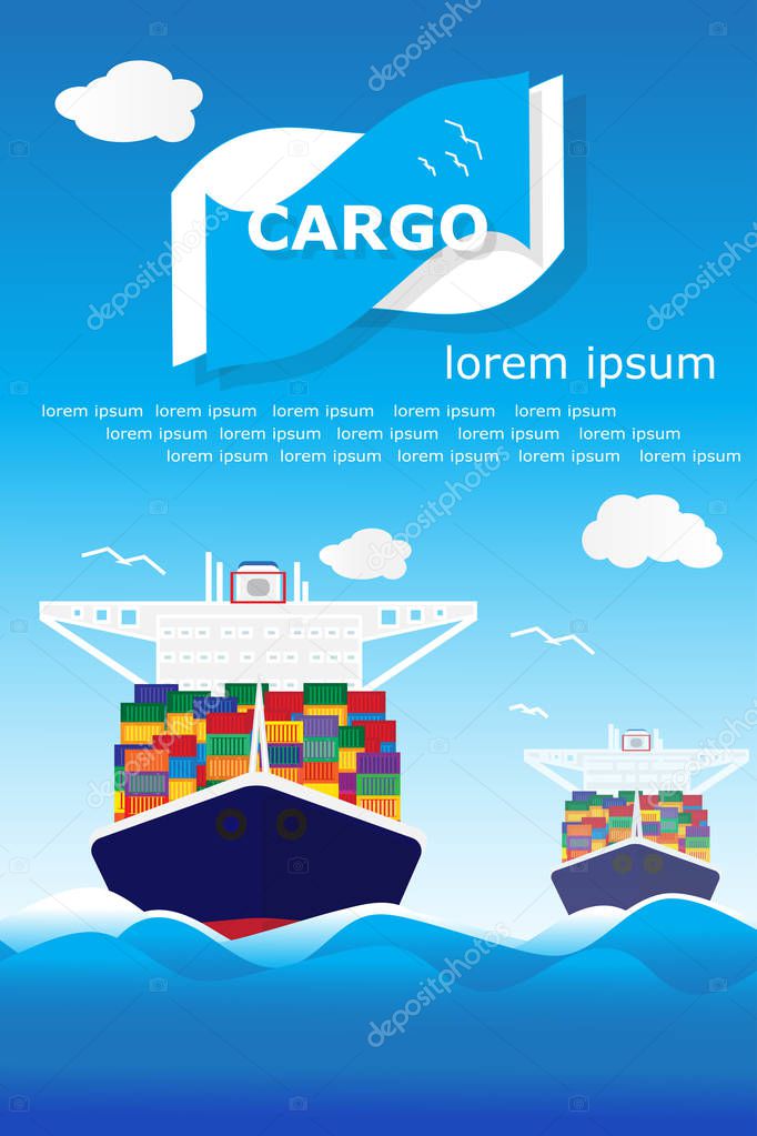 Cargo ship vector