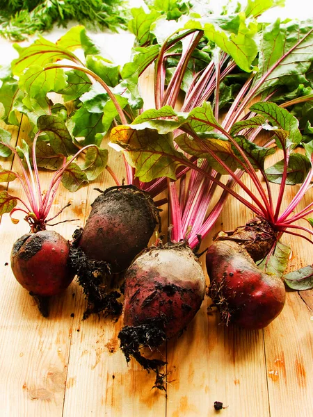 Fresh Beetroots Wooden Background Shallow Dof — Stock Photo, Image