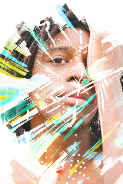 Paintography Виразні Африканських Людина Поєднанні Драматичним Подвійний Вплив Мистецтва Методи — стокове фото