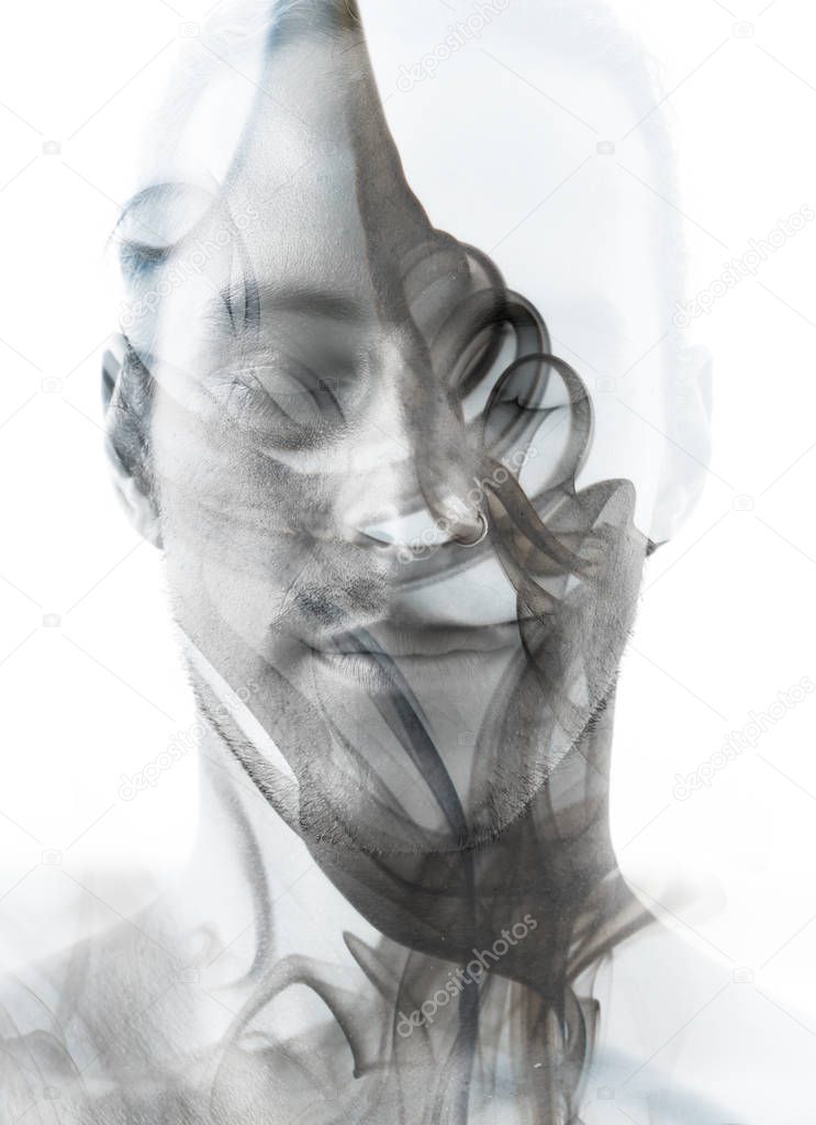 Unique conceptual work bringing together the unpredictable nature of smoke with the peaceful stillness of his state of mind