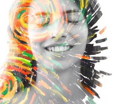 Paintography. Portre fotoğrafçılığı sanat boyalı el ile kombine.
