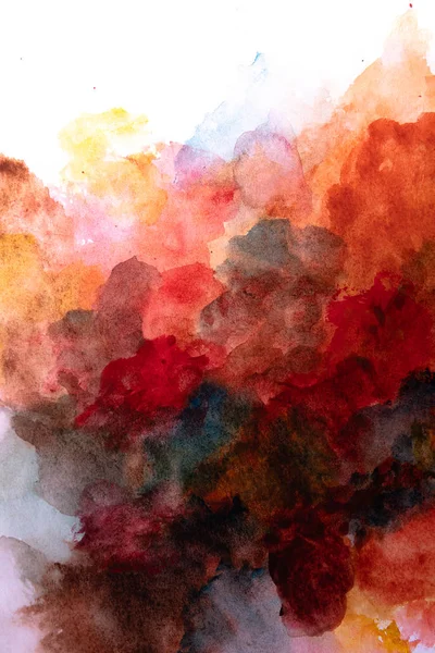 Pintura acuarela hecha a mano con colores fluidos rojos y marrones — Foto de Stock