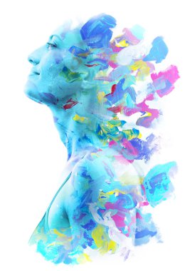 Paintography. Çift pozlama. Güçlü bir çekici m yakın çekim