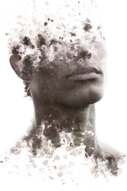 Boya grafisi. Çekici seksi mod çift pozlama portre