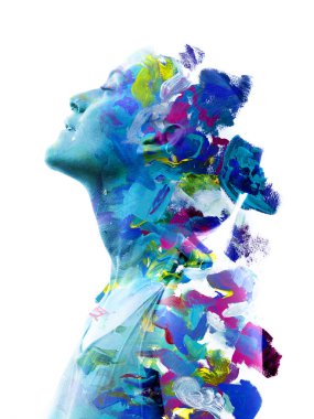 Paintography. Çift pozlama. Güçlü bir çekici m yakın çekim