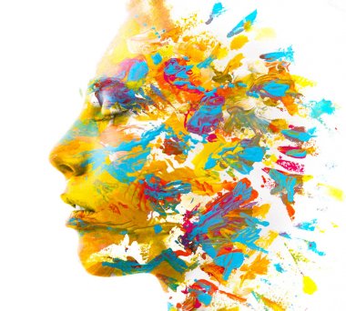 Paintography. Çift pozlama. Güçlü bir çekici m yakın çekim