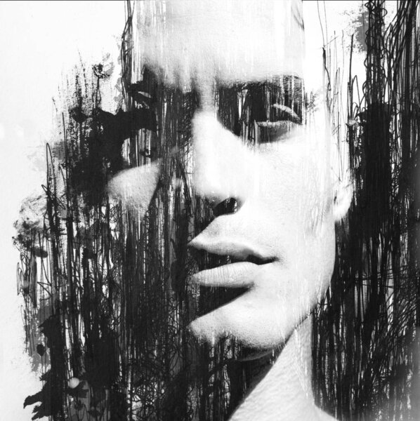 Живопись. Двойное воздействие привлекательного мужского комбинированного образца
