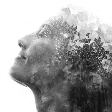 Paintography. Çift pozlama. Güçlü bir çekici m yakın çekim