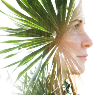 Güçlü bir doğal güzellik profili str görünümlü çift pozlama