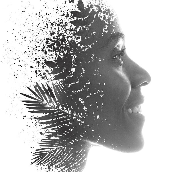 A portrait combined with a digital illustration