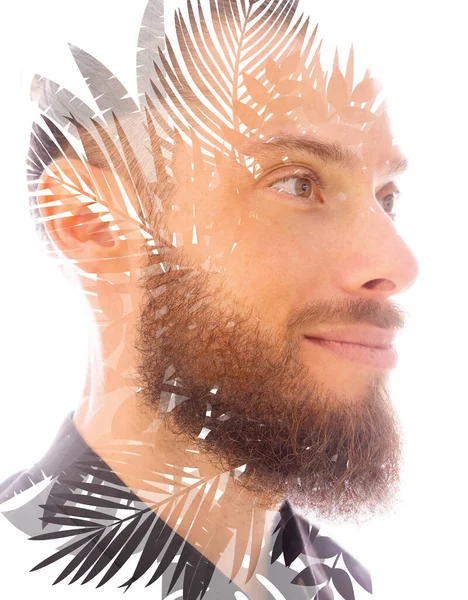 A portrait combined with a digital illustration — Stock Photo, Image