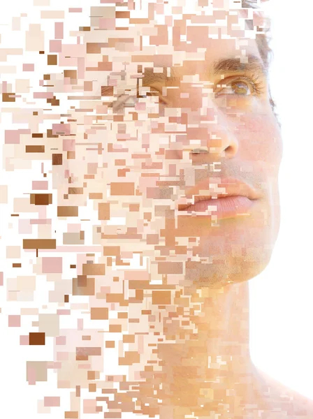 Ett porträtt kombinerat med en digital illustration — Stockfoto