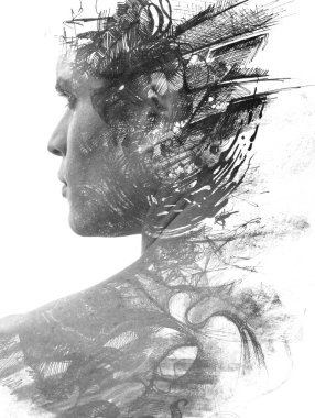 Paintografi. Tabloyla birleştirilmiş bir portre.
