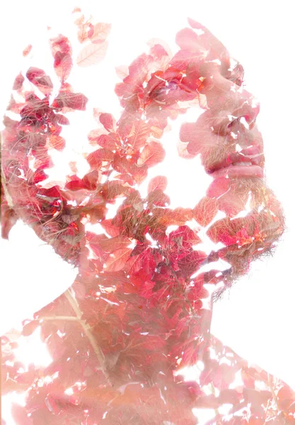 Surreal creative double exposure portrait — Stock Photo, Image