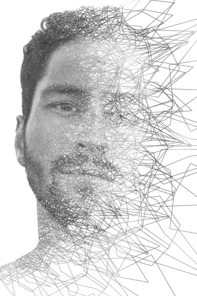 Portrait combined with a digital illustration — Stock Photo, Image