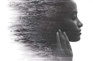 Bir dijital illüstrasyonla birleştirilmiş portre