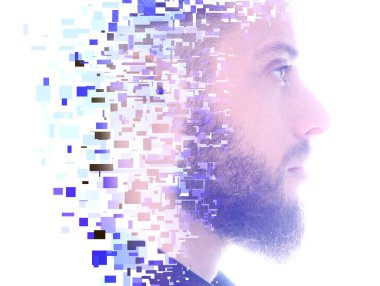 Bir dijital illüstrasyonla birleştirilmiş portre