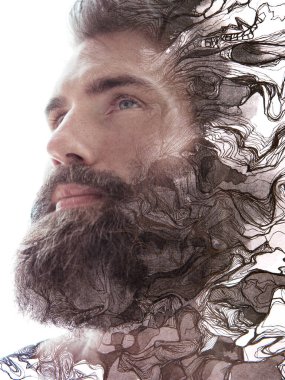 Paintografi. Tabloyla birleştirilmiş bir portre.