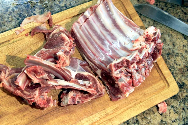 Cutting Board Fresh Lamb Ribs — Stock Photo, Image
