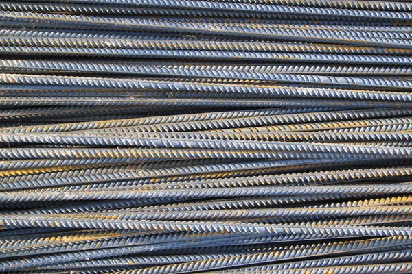 Top View Reinforcing Steel Bar Stack Close Rebar Concrete Construction — Stock Photo, Image