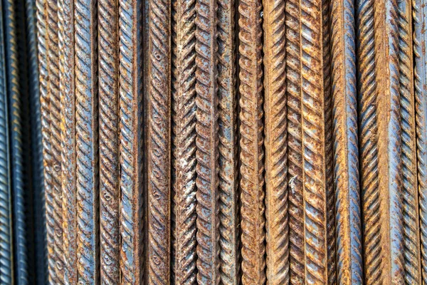 Top View Reinforcing Steel Bar Stack Close Rebar Concrete Construction — Stock Photo, Image