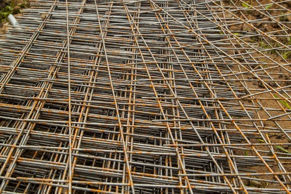 Stack Steel Mesh Reinforced Concrete Construction — Stock Photo, Image