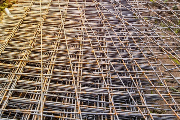 Stack Steel Mesh Reinforced Concrete Construction — Stock Photo, Image