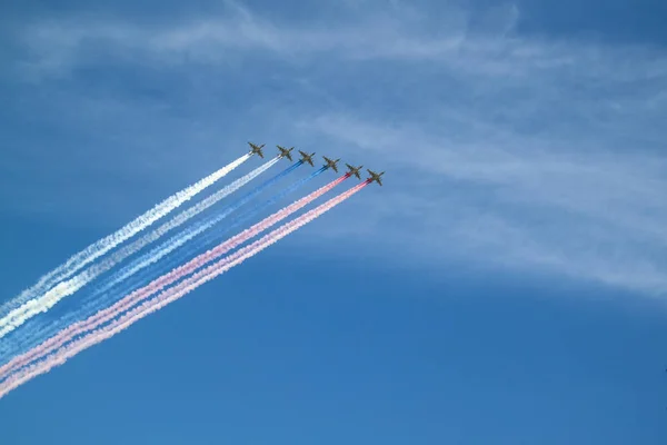 Москва Травня 2018 Шість Нападу Літаків Випускати Цикл Вигляді Російський — стокове фото