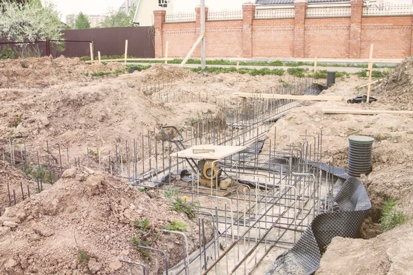 Eerste Fase Van Het Gieten Van Stichting Tot Een Nieuw — Stockfoto