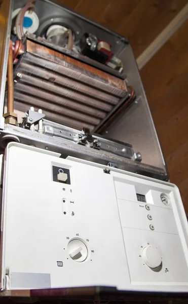 View of the disassembled gas boiler for repair — Stock Image View Disassembled Gas Boiler Repair Stock Photo