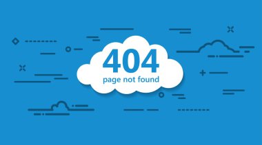 404 hata sayfası illüstrasyon soyut yaratıcı kavram bulutlar koleksiyonunun mavi bir arka plan üzerinde bulunamadı