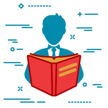 kitap işadamı okuyucu düz stil ikonu