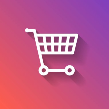 gölge renkli gradyan arka planı düz beyaz alışveriş sepeti simgesiyle