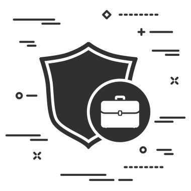 bireysel iş vakası (portföy) korunması kavramsal görüntü. Evrak Çantası'nı kutsal kişilerin resmi üstünde beyaz bir arka plan ile düz kalkan