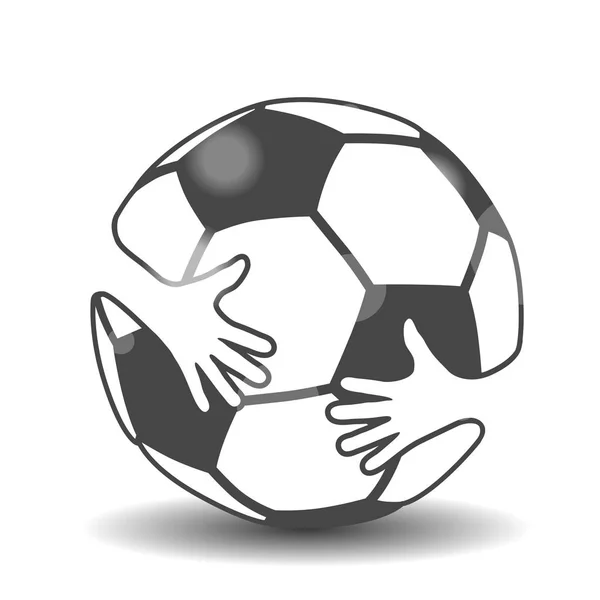 Silhouette Soccer Ball Hands Hugging Football — Stock Vector