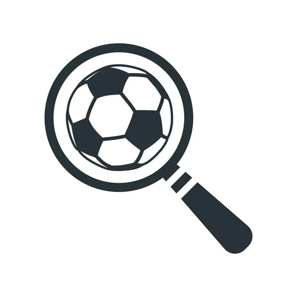 Icône Recherche Plate Avec Symbole Football Sur Fond Blanc Loupe — Image vectorielle