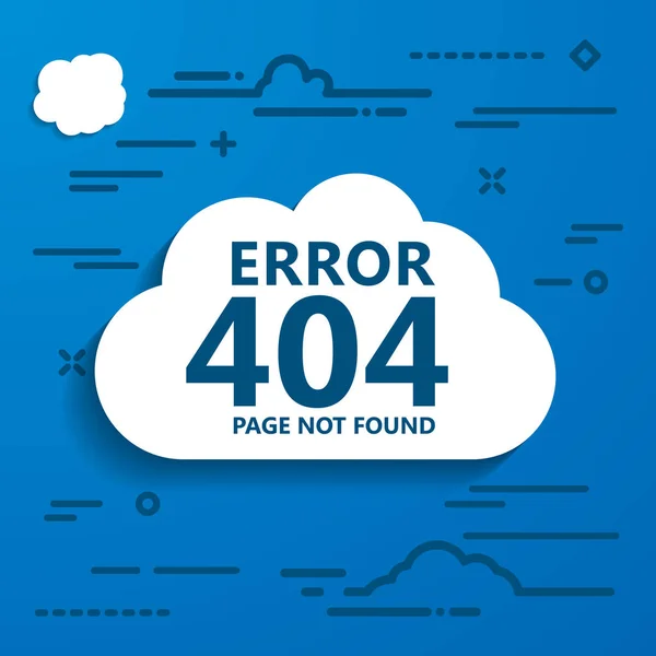 404 Errore Pagina Non Trovata Illustrazione Carta Bianca Raccolta Nuvole — Vettoriale Stock