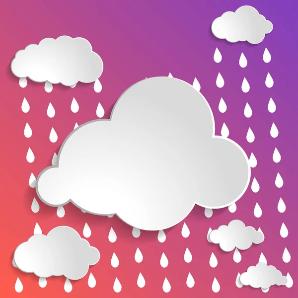 Abstract White Paper Clouds Rain Drops Deep Colorful Modern Gradient — Stock Vector