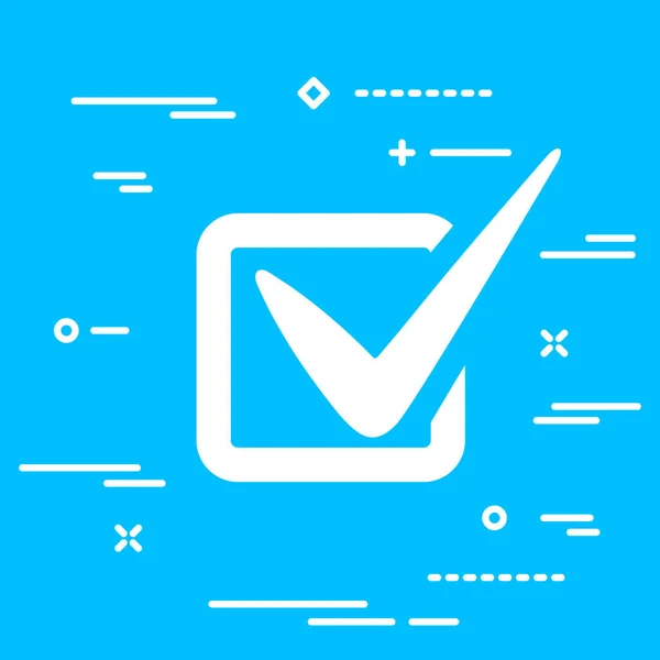 Flat Checklist Tick Icon Blue Background — Stock Vector