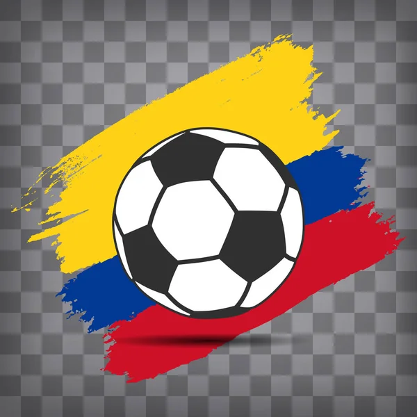Icono Pelota Fútbol Sobre Fondo Bandera Colombiana Pinceladas Estilo Grunge — Vector de stock