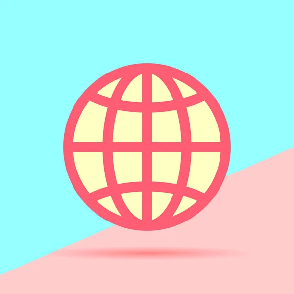 Plat Moderne Globe Trand Planète Icône Sur Fond Bleu Rose — Image vectorielle