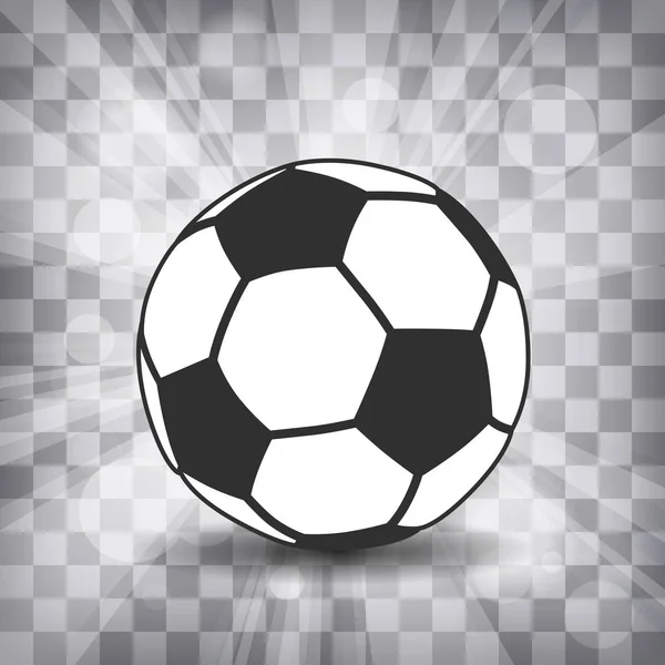 Soccer Ball Icon Shadow Flash Rays Chequered Background — Stock Vector